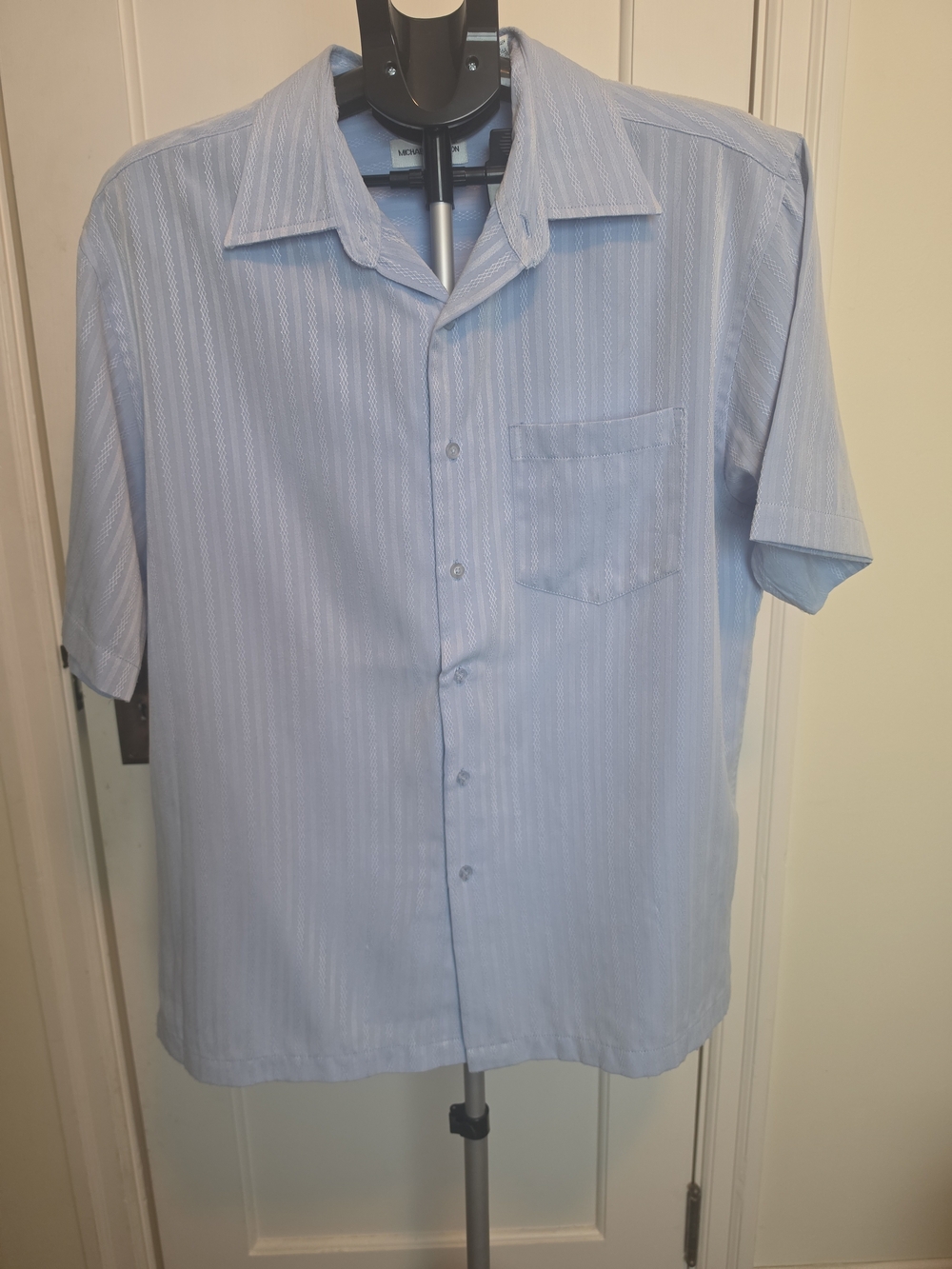 Michael Brandon Light Blue Short-Sleeve Men’s Shirt - Classic Camp Collar